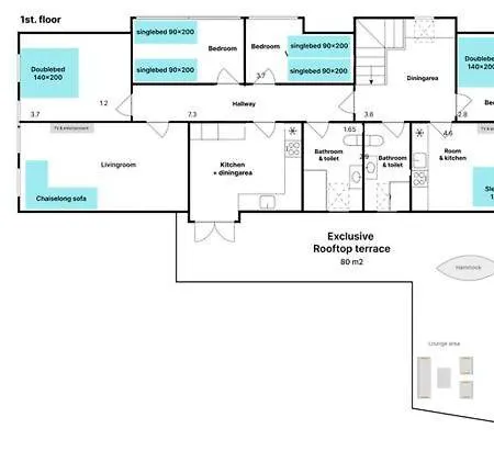 Charming House For 11 Persons In With Luxury Rooftop Deck & Free Parking 别墅 欧登塞
